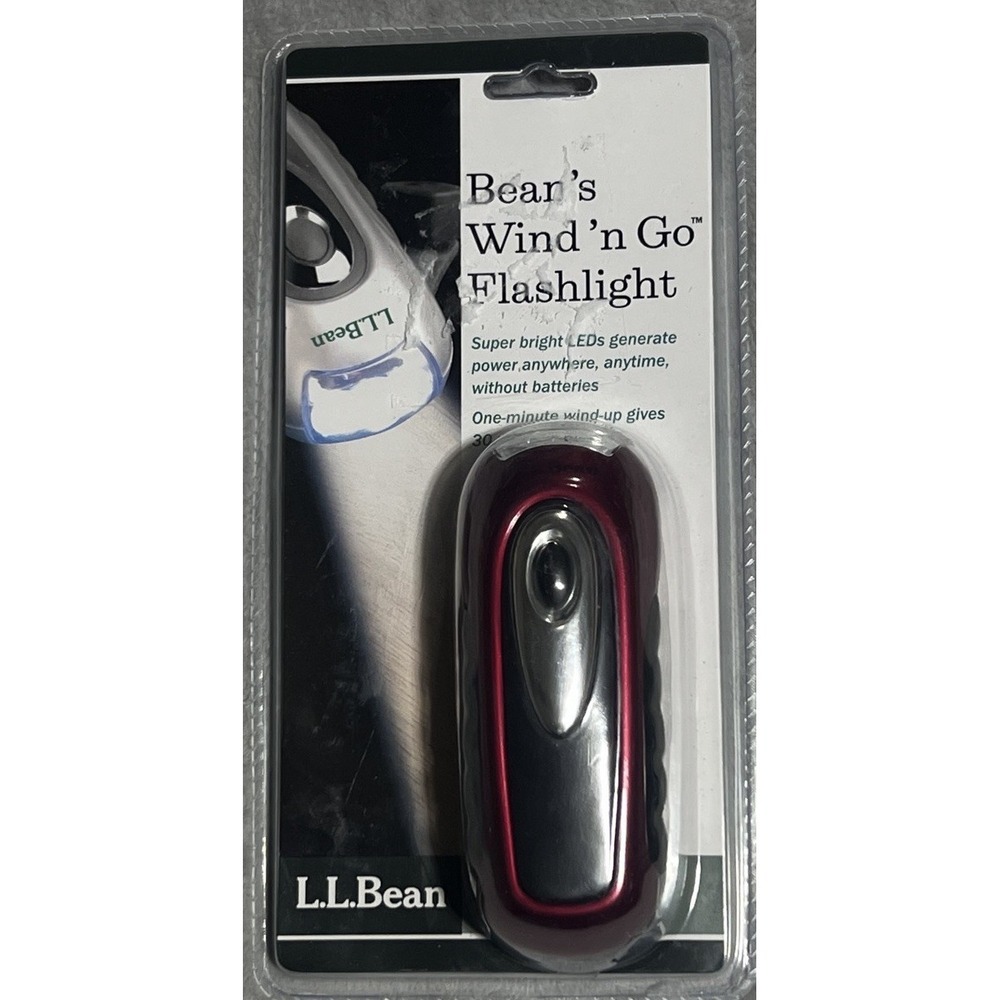L.L.Bean Bear's Wind 'n Go Flashlight Hand Crank LED No‎ Batteries Required NOS